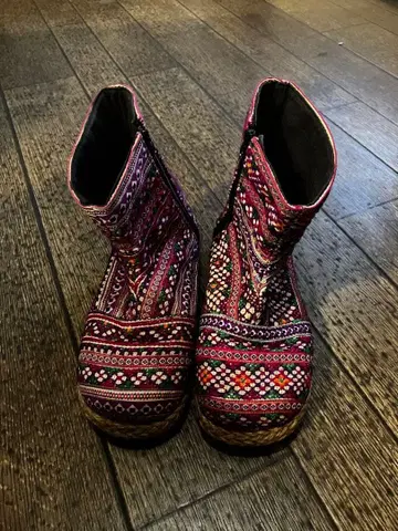 태국 몽족 수제 자수 지퍼 부츠 24cm