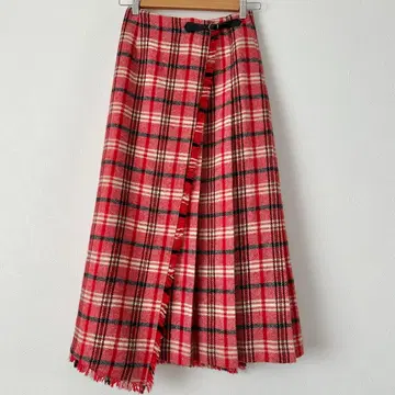 SCAPA 울 100% 롱 스커트 타탄 체크
