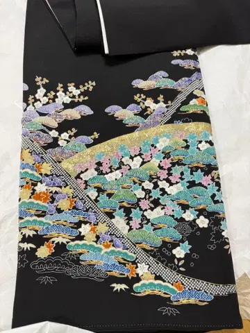 도쿄 교유젠 블랙 전통 예복 기모노