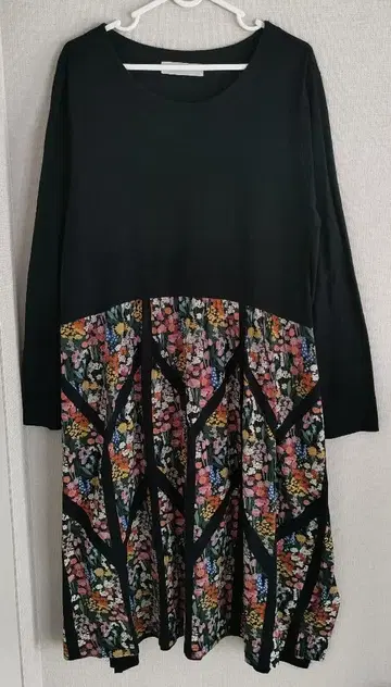 SUPER HAKKA 꽃무늬 도킹 절개 원피스 블랙 일본제