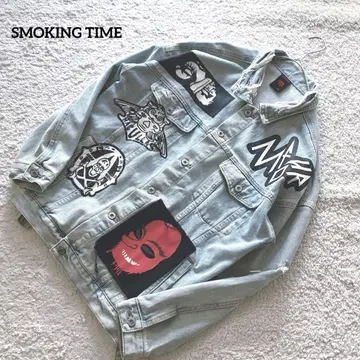 스모킹 타임 패치워크 데님 자켓 데미지 가공 XL 빅