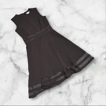 [캘빈클라인] (4) 슬리브리스 원피스 미디 기장 메쉬 라인