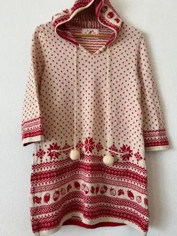 핑크하우스/잉게보그 딸기 노르딕 무늬 니트 튜닉