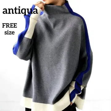 안티카 antiqua 더블 자카드 배색 니트 모드 그레이