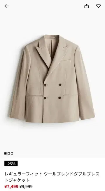 미사용 새상품 H&M 레귤러 핏 더블 브레스트 자켓