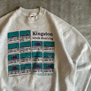 FRUIT OF THE LOOM 맨투맨 그레이 캐나다제 침몰선 프린트