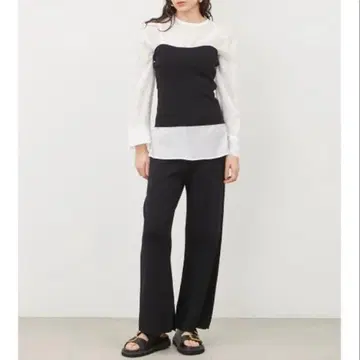 [새상품급] 미라 오웬 시어 블라우스 니트 베어 팬츠 3점 SET