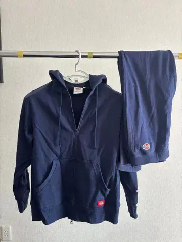 Dickies 네이비 풀 집업 후드티와 팬츠 세트 L