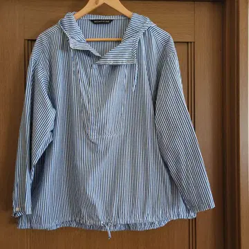 미즈이로 인디 후드 부착 스트라이프 셔츠 빅 사이즈도