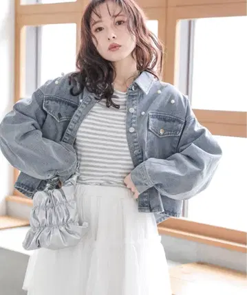 AMELY 데님 자켓 펄