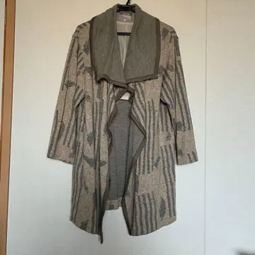 스트라이프 잎 무늬 오픈 프론트 가디건 자켓