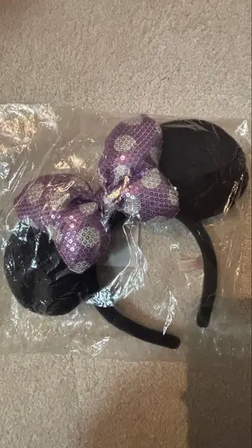 미니 마우스풍 머리띠 블랙 보라색