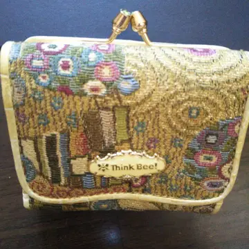 Think Bee! 꽃무늬 컴팩트 지갑 골드