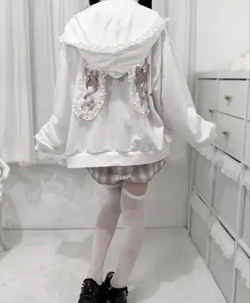 토끼 귀 후드티 리본 포함 양산형 지뢰계