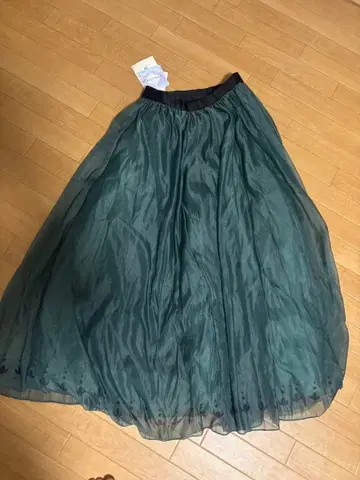 그린 쉬폰 플레어 스커트 아나