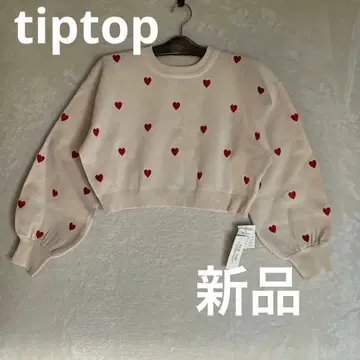 하트 무늬 벌룬 슬리브 니트 tiptop 자수