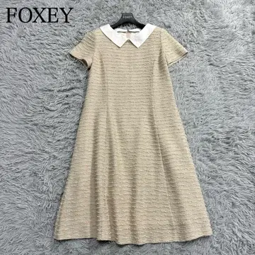 미사용급 '23년 폭시 17만 트위드 화이트 카라 드레스 FORTUNA