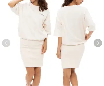 RVCA 화이트 미니 원피스 7부 소매