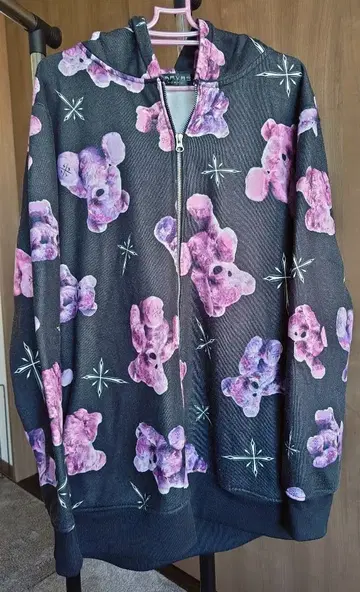 TRAVAS TOKYO 곰 무늬 풀 지퍼 후디