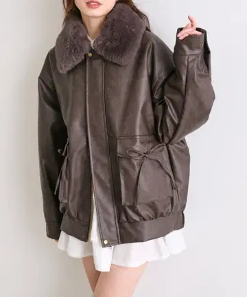 새상품 OLIVE des OLIVE 퍼 티펫 에코 레더 블루종