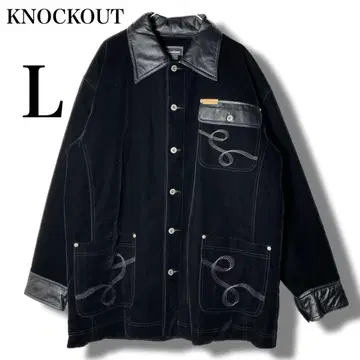 새상품급 knockout 가죽 벨로아 롱 자켓 블랙