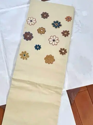 가와시마 직물 몰 직물 나고야 오비 들국화 문양