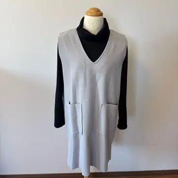 그레이와 블랙의 슬리브리스 원피스