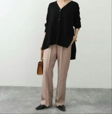 SLOBE IENA 슬로브 이에나 센터 프레스 릴랙스 팬츠 베이지 36