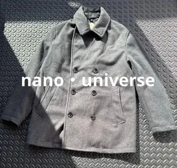 [ 컨디션 최상 ] 나노 유니버스 그레이 울 더블 브레스트 피 코트