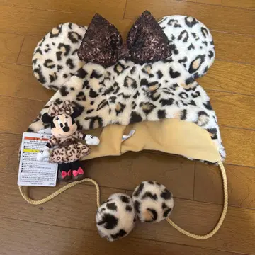 미니 레오파드 무늬 팬캡 봉제 인형 참 세트