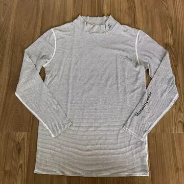 Munsingwear 하이넥 셔츠 화이트 블랙 스트라이프