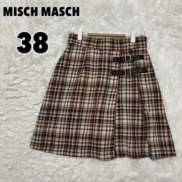 MISCH MASCH 미슈마슈 사이드 벨트 체크 스커트