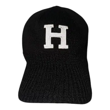 H 로고 자수 블랙 야구 모자