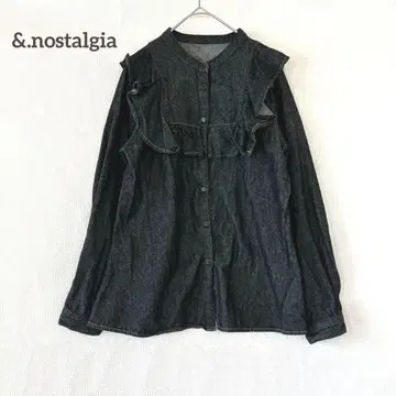 앤드 도트 노스탤지어 밴드 카라 데님 프릴 블라우스 긴팔