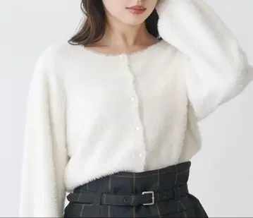 MERCURYDUO 미니 샤기 크루넥 가디건