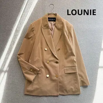 컨디션 최상 LOUNIE 더블 테일러드 자켓 골드 버튼 베이지 L 사이즈
