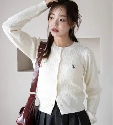 U.S. POLO ASSN. 케이블 니트 가디건