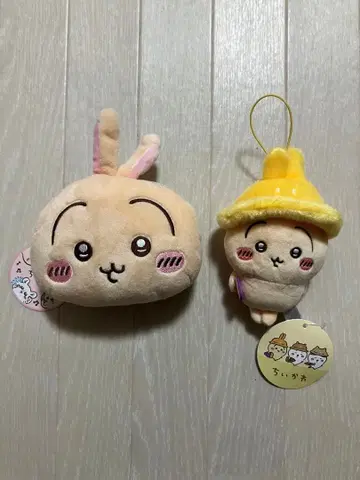 토끼 치이카와 봉제 인형 패스 케이스 & 가을이다몽 마스코트 2종 세트