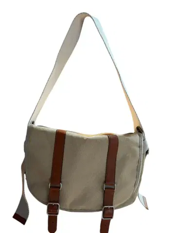 TOUT Y EST 베이지 캔버스 숄더백 미디움