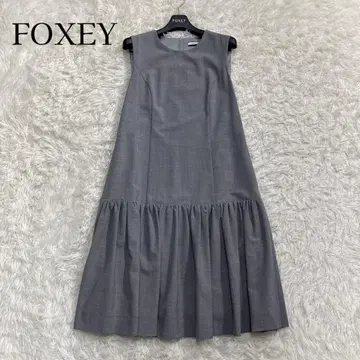 새상품급 폭시 개더 프릴 헴 원피스 드레스 그레이 워셔블 38