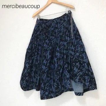 mercibeaucoup 메르시보쿠 택 포함 디자인 데님 스커트