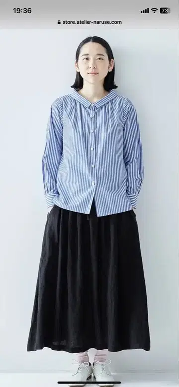 아틀리에 나루세 스탠드 오프 칼라 블라우스