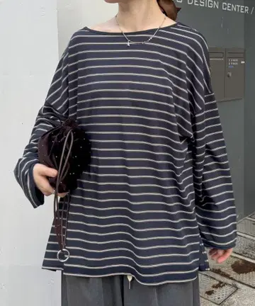 CIAOPANIC TIPY 시어 슬라브 보더 원포인트 자수 오버 티