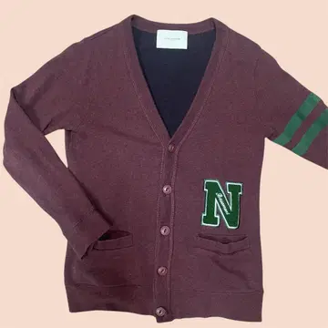 레터드 가디건 N 자수
