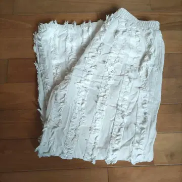 프린지 디자인 화이트 캐주얼 팬츠 이지 팬츠 여성용