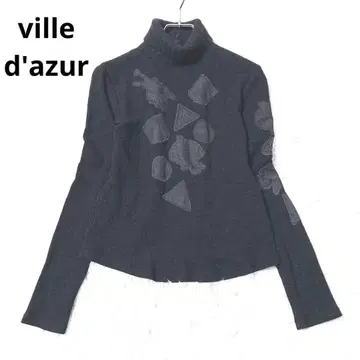 빌다주르 긴팔 니트 풀오버 터틀넥 모 100% 일본제 그레이 계열