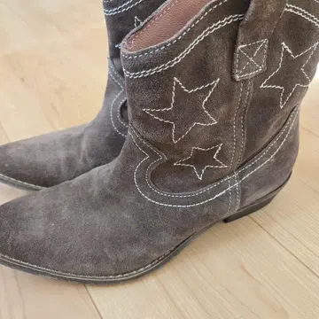 Alma Deva 웨스턴 스웨이드 부츠 38 별 패턴 브라운