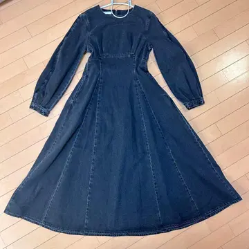 moussy 다크 데님 블랙 A라인 원피스