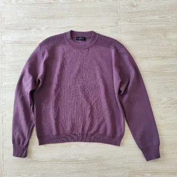퍼플 니트 크루넥 긴팔 고급