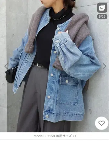 데님 자켓 g 데님 트윌 노카라 오버 사이즈 자켓